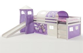 Massivholz Kinderhochbett mit Rutsche BENNY mit Prinzessinnen Kinderbett Design